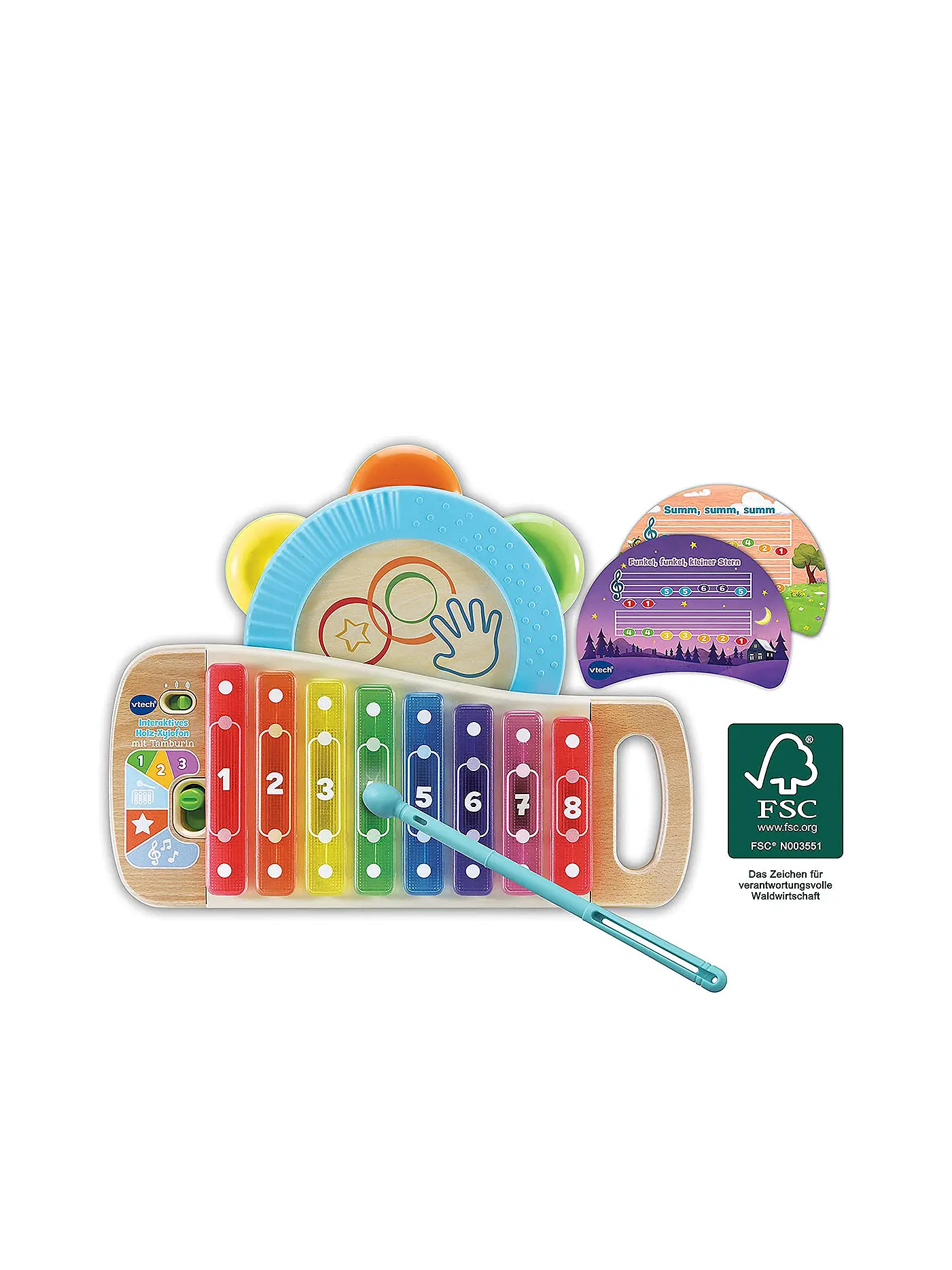 VTECH | Interaktives Holz-Xylofon mit Tamburin | 